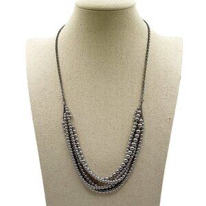 J. Crew Multi-Strand Faux Grey Pearl Gunmetal Grey Chain Statement Necklace 24"
